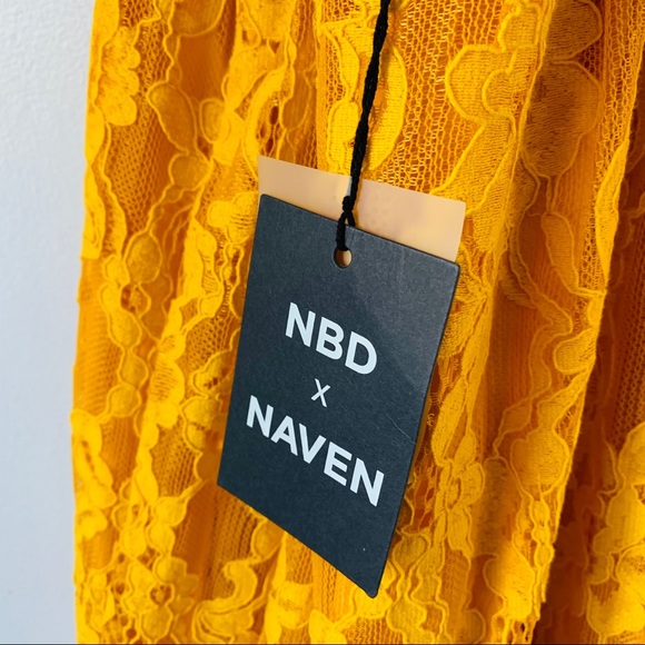 NBD x Naven Revolve Bryn Yellow Lace Ruffle Dress - Picture 9 of 9